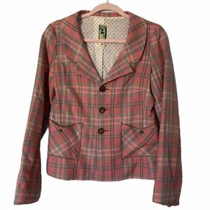 Burning Torch Sz S Wool Plaid Suit Jacket Blazer
